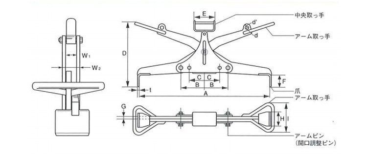 鷹牌UGH型混凝土吊夾具尺寸圖