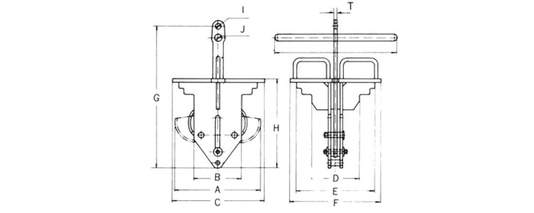 EFG型支柱基礎塊起吊用夾鉗尺寸圖