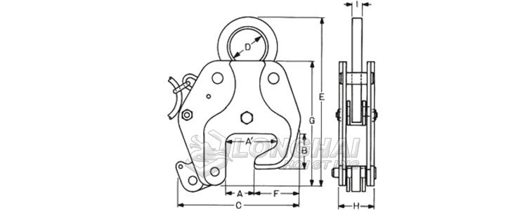 BCL板狀閥體用鋼板夾鉗結構尺寸圖
